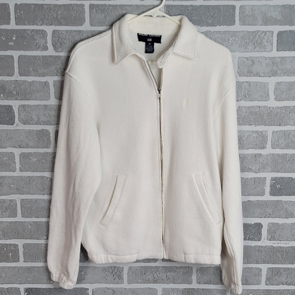Polo Sport Ralph Lauren Vintage Waffle Zip Up Swatshirt White Men's Size M - Picture 2 of 16